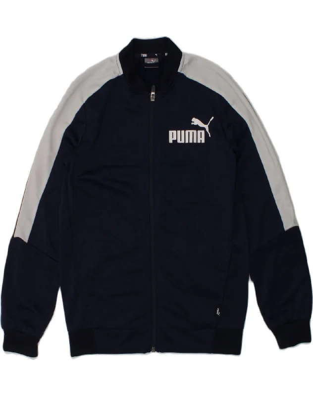 men's vintage jackets -PUMA Boys Tracksuit Top Jacket 11-12 Years Navy Blue Polyester