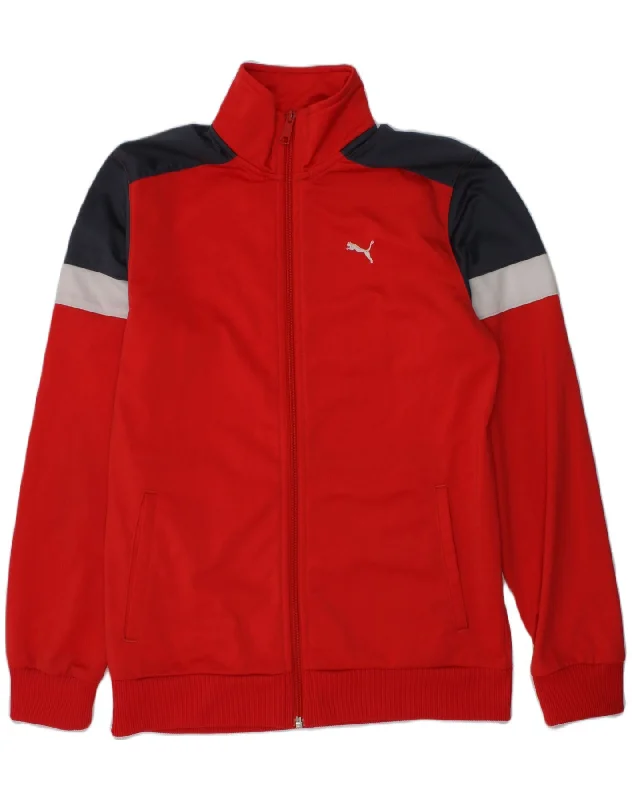 men's insulated jackets -PUMA Boys Tracksuit Top Jacket 13-14 Years Red Polyester