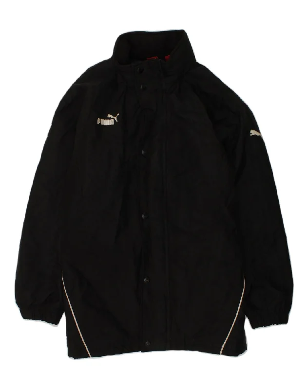 men's work jackets -PUMA Boys Windbreaker Jacket 15-16 Years Black Polyester