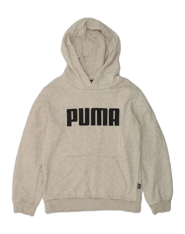 men's zip-up hoodies for winter -PUMA Girls Graphic Hoodie Jumper 9-10 Years Grey Cotton