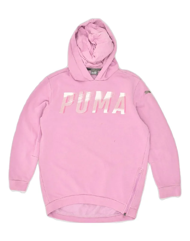 men's hoodie with stylish patterns -PUMA Girls Hoodie Jumper 11-12 Years  Purple Cotton