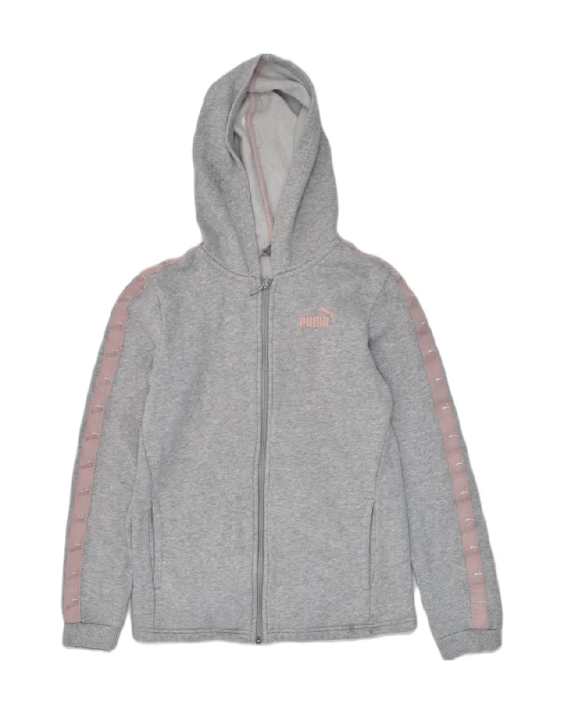 men's warm hoodie jackets -PUMA Girls Hoodie Jumper 13-14 Years Large Grey Cotton