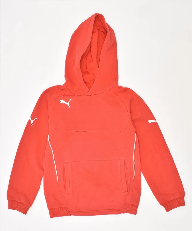 men's graphic hoodies for streetwear -PUMA Girls Hoodie Jumper 7-8 Years Red Cotton