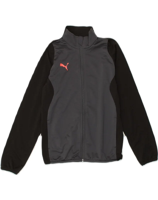 men's rain-resistant jackets -PUMA Girls Tracksuit Top Jacket 11-12 Years Black Colourblock