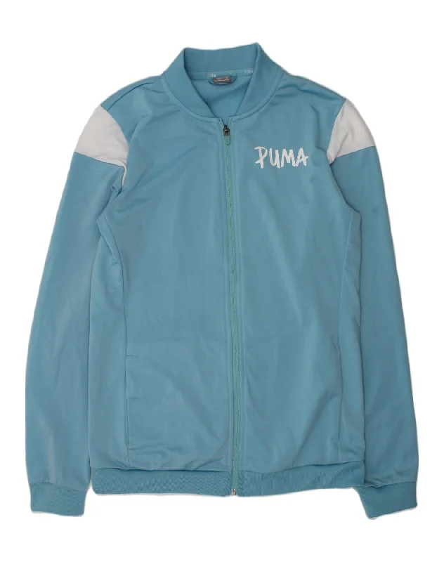 men's leather jackets -PUMA Girls Tracksuit Top Jacket 15-16 Years Blue Polyester