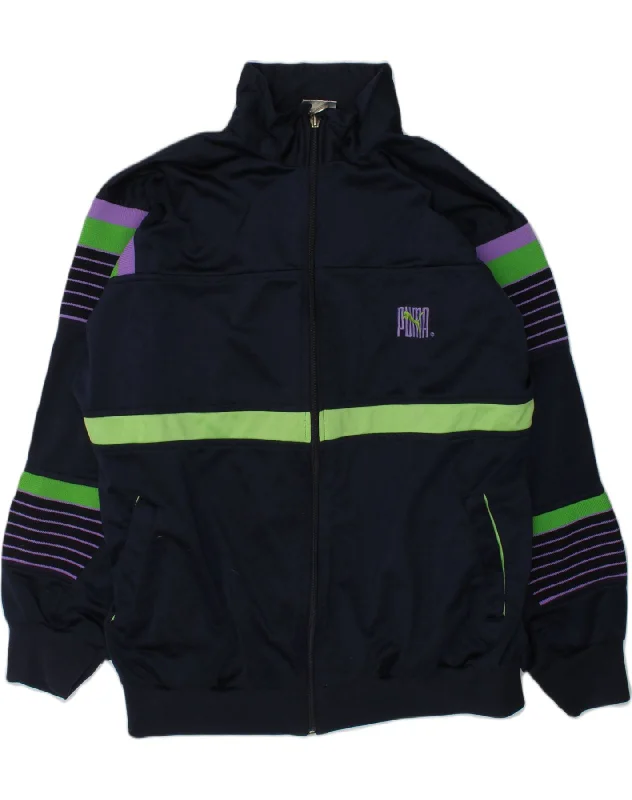 men's fashionable jackets -PUMA Girls Tracksuit Top Jacket 15-16 Years Navy Blue Polyester