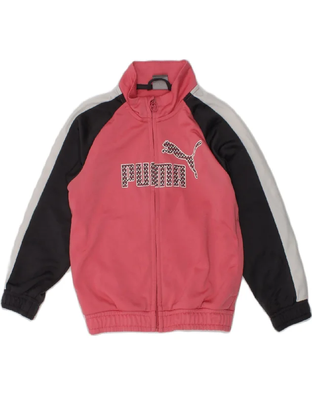 men's warm parkas for winter -PUMA Girls Tracksuit Top Jacket 2-3 Years Pink Colourblock Polyester