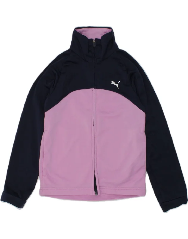 men's outdoor adventure jackets -PUMA Girls Tracksuit Top Jacket 7-8 Years Pink Colourblock Polyester