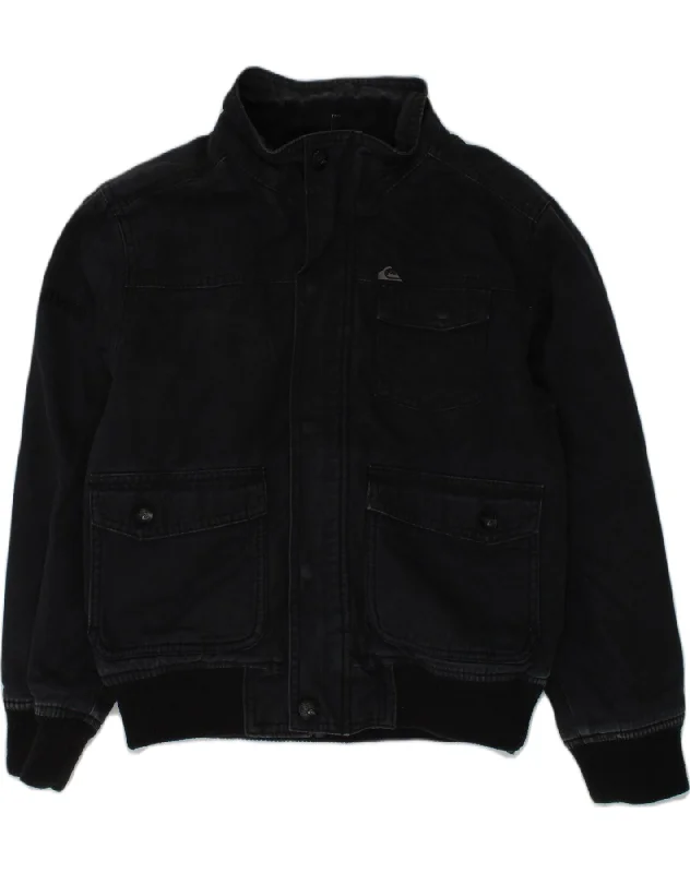 men's winter coats with fur -QUIKSILVER Boys Bomber Jacket 9-10 Years Black Cotton