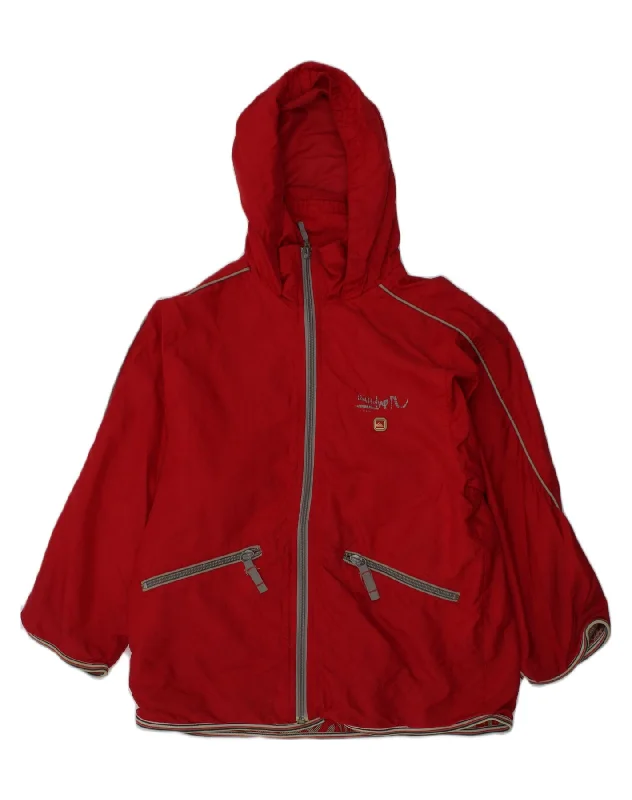 men's sports jackets -QUIKSILVER Boys Graphic Hooded Rain Jacket 7-8 Years Red Polyester