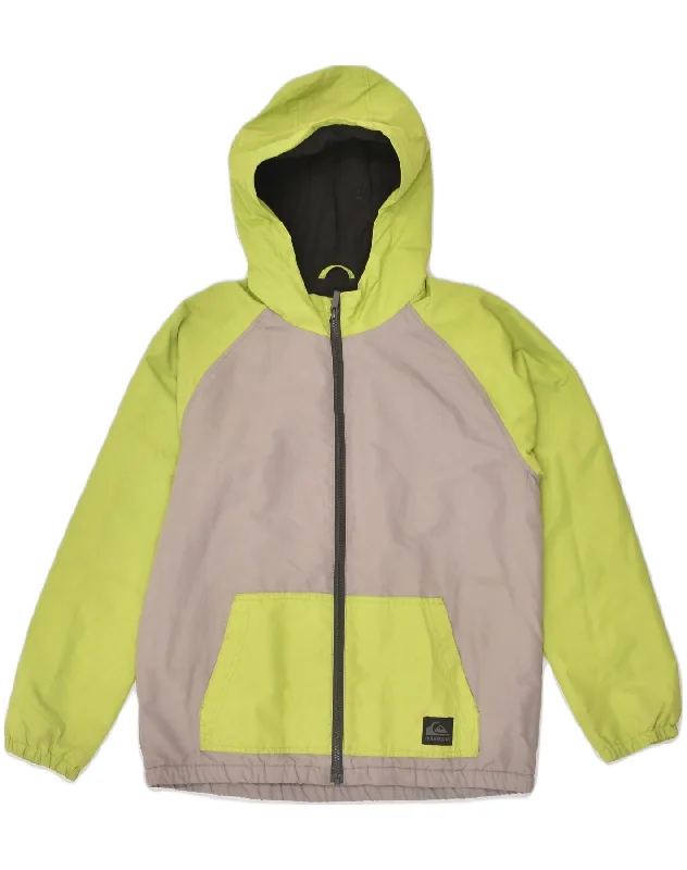 men's slim-fit jackets for work -QUIKSILVER Boys Hooded Windbreaker Jacket 13-14 Years Green Colourblock