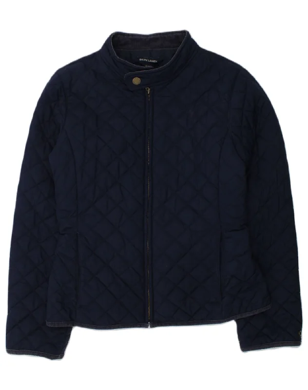 men's quilted jackets for winter -RALPH LAUREN Girls Quilted Jacket 15-16 Years XL  Navy Blue Polyester