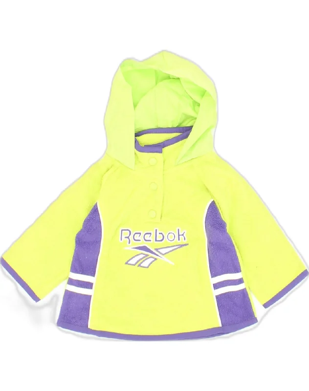 men's hoodie with unique design -REEBOK Baby Girls Fleece Hoodie Jumper 6-9 Months Yellow Polyester