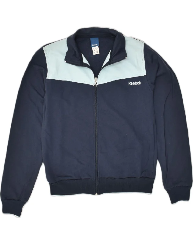 men's stylish jackets for winter -REEBOK Boys Tracksuit Top Jacket 13-14 Years XL  Navy Blue Colourblock