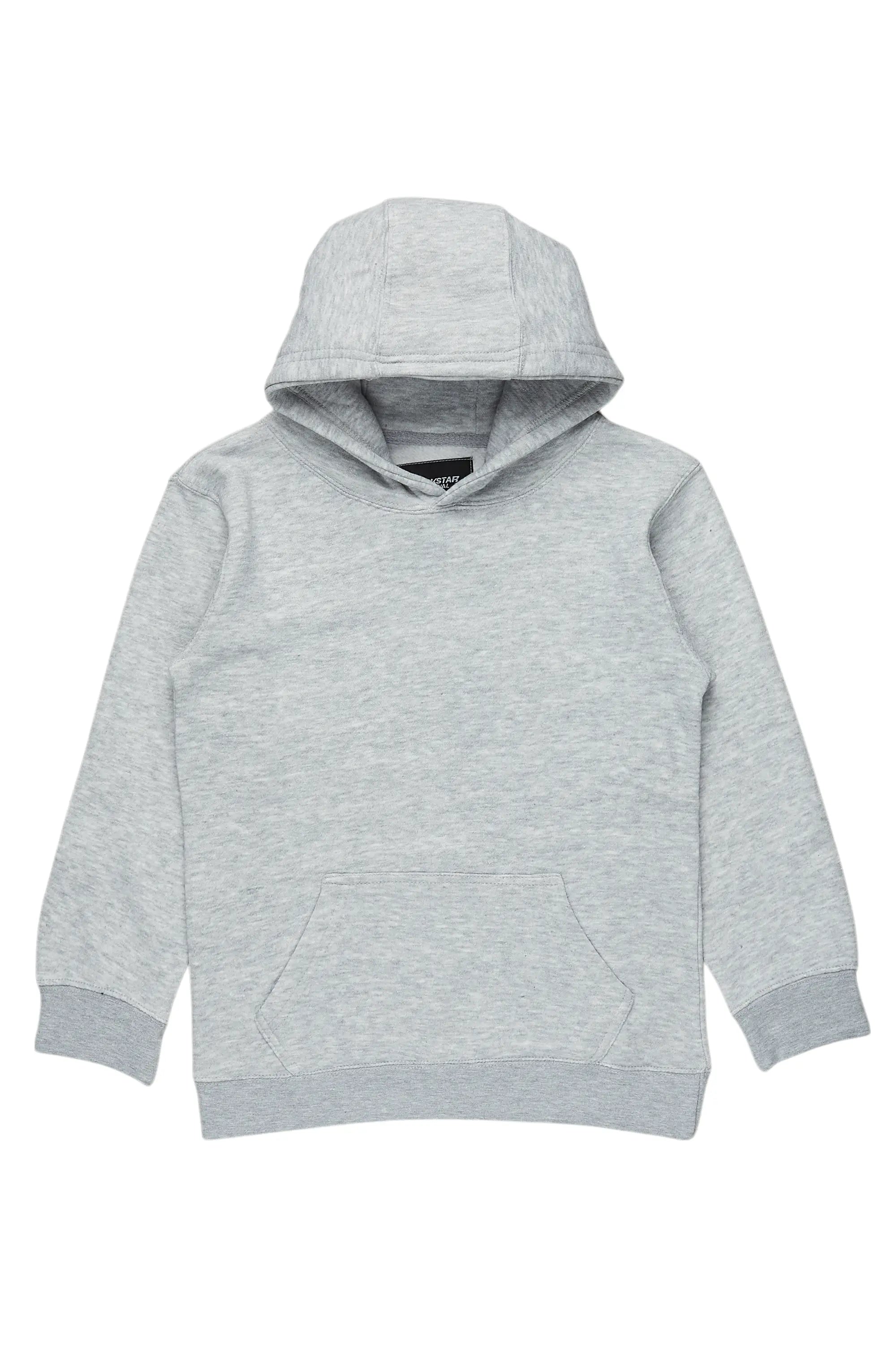 men's hoodie for layering -Boys Heather Grey Basic Hoodie