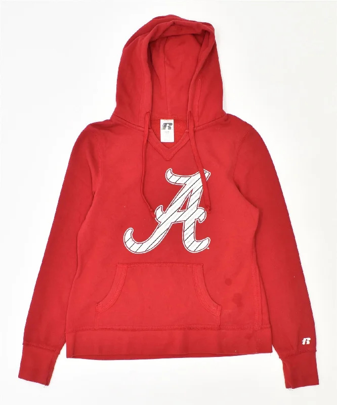 men's hoodie with high collar -RUSSELL ATHLETIC Boys Graphic Hoodie Jumper 12-13 Years Large Red Cotton