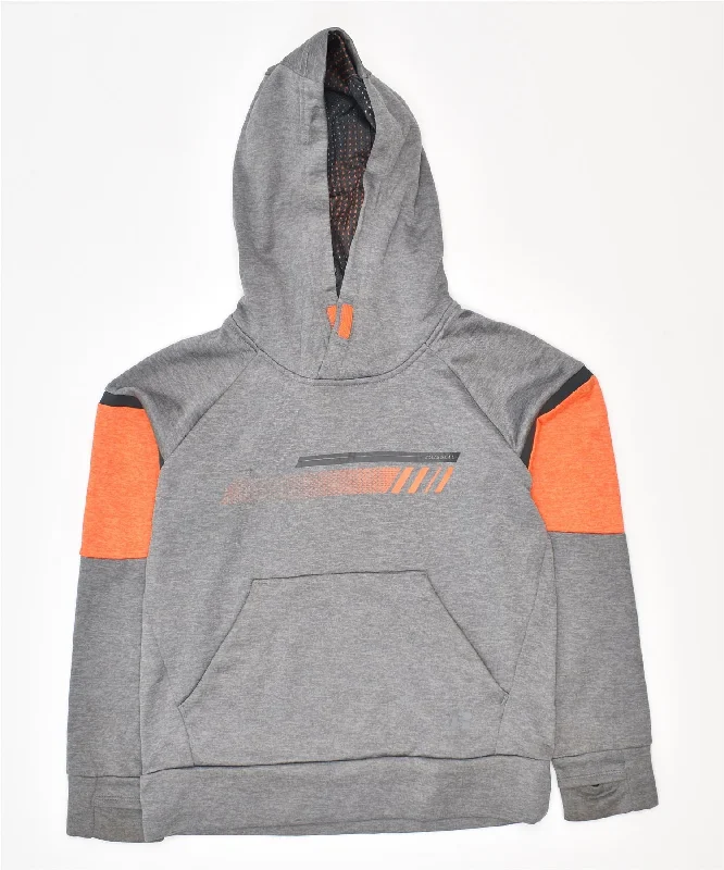 men's stylish fleece hoodies -RUSSELL ATHLETIC Boys Graphic Hoodie Jumper 7-8 Years Medium Grey