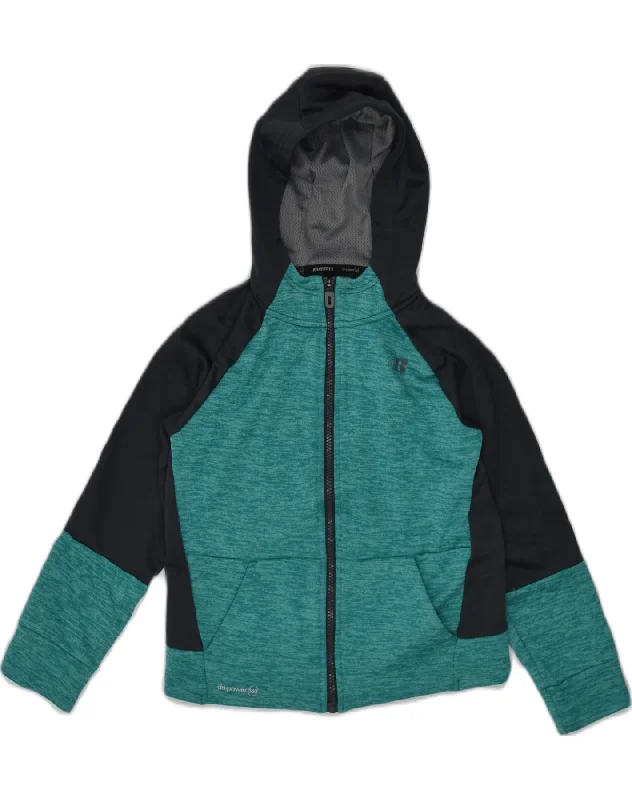 men's stylish outdoor jackets -RUSSELL ATHLETIC Boys Hooded Tracksuit Top Jacket 7-8 Years Medium Green