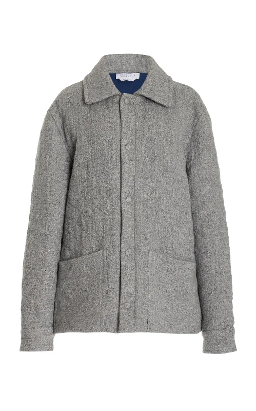 men's comfortable fleece jackets -Skye Paddock Jacket in Light Grey Melange Cashmere Linen