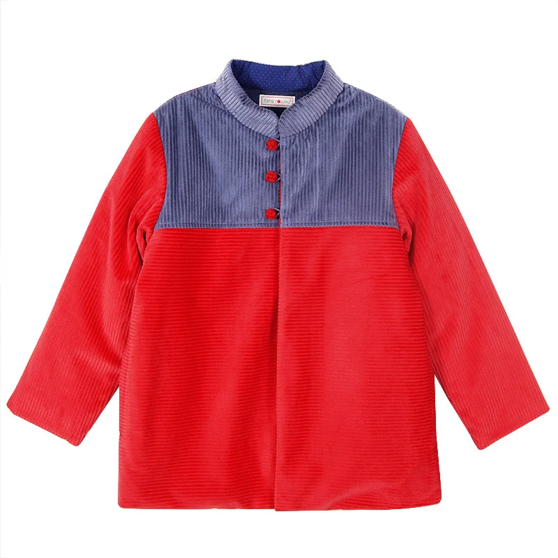 men's windbreaker jackets -Tang' Roulou Winter Jacket Blue/Red