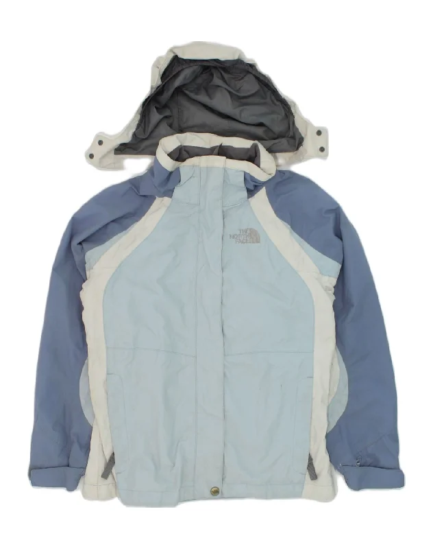 men's down-filled jackets -THE NORTH FACE Girls Hooded Windbreaker Jacket 10-11 Years Medium Blue