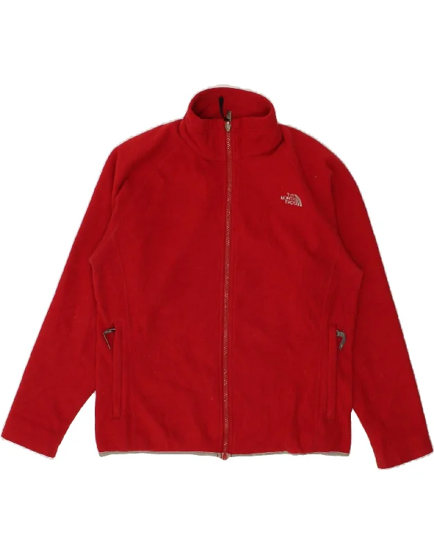 men's leather jacket with lining -THE NORTH FACE Mens Fleece Jacket Medium Red