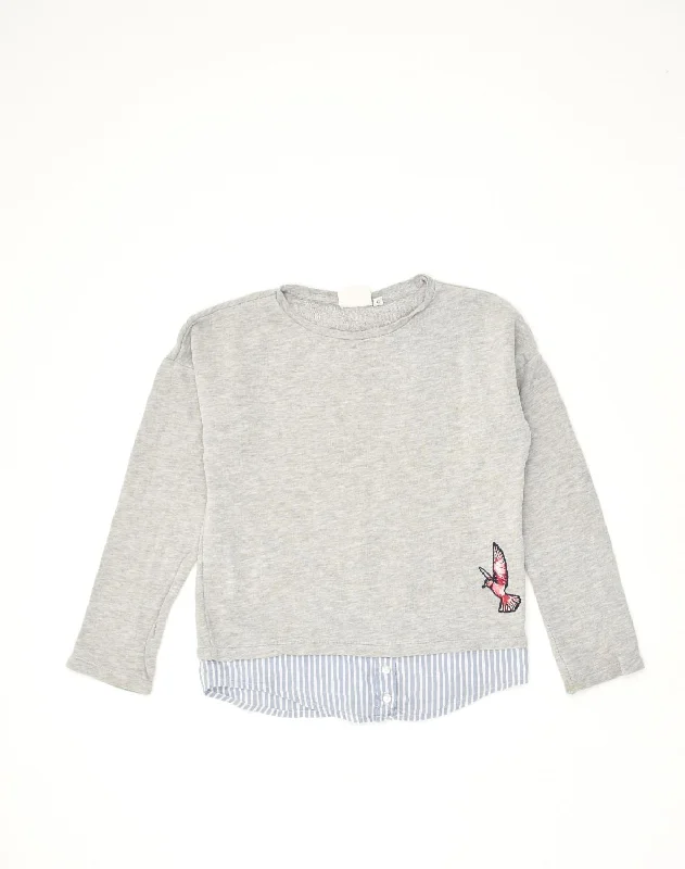 men's hoodie with bold prints -TOM TAILOR Girls Sweatshirt Jumper 11-12 Years Grey Cotton