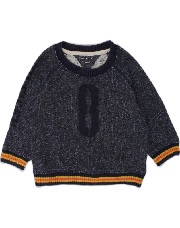 men's trendy hoodies -TOMMY HILFIGER Baby Boys Graphic Sweatshirt Jumper 18-24 Months Blue