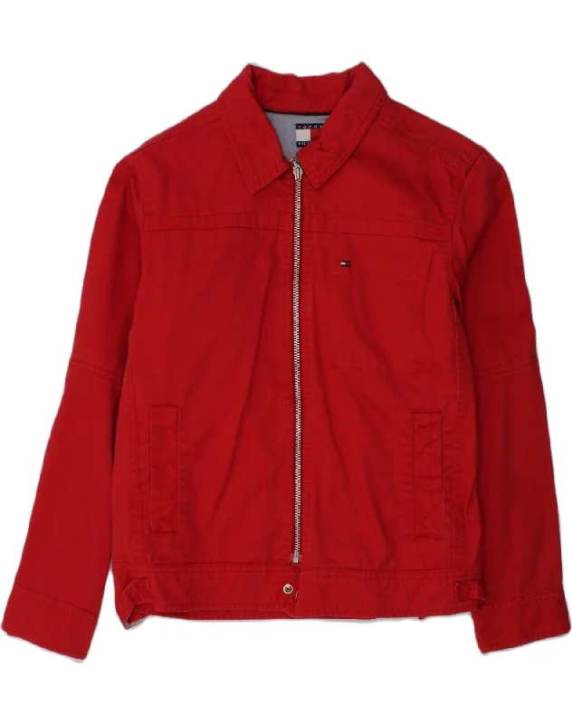 men's casual blazers -TOMMY HILFIGER Boys Bomber Jacket 11-12 Years Medium Red Cotton