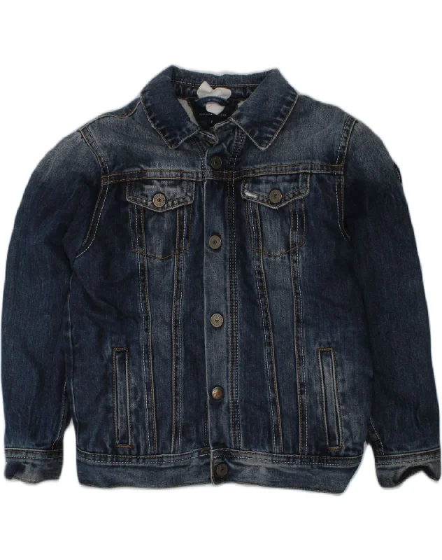 men's casual jackets -TOMMY HILFIGER Boys Graphic Denim Jacket 6-7 Years Navy Blue Cotton