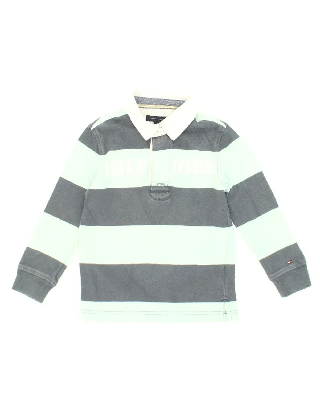 men's stylish fleece hoodies -TOMMY HILFIGER Boys Polo Neck Sweatshirt Jumper 4-5 Years XS Grey