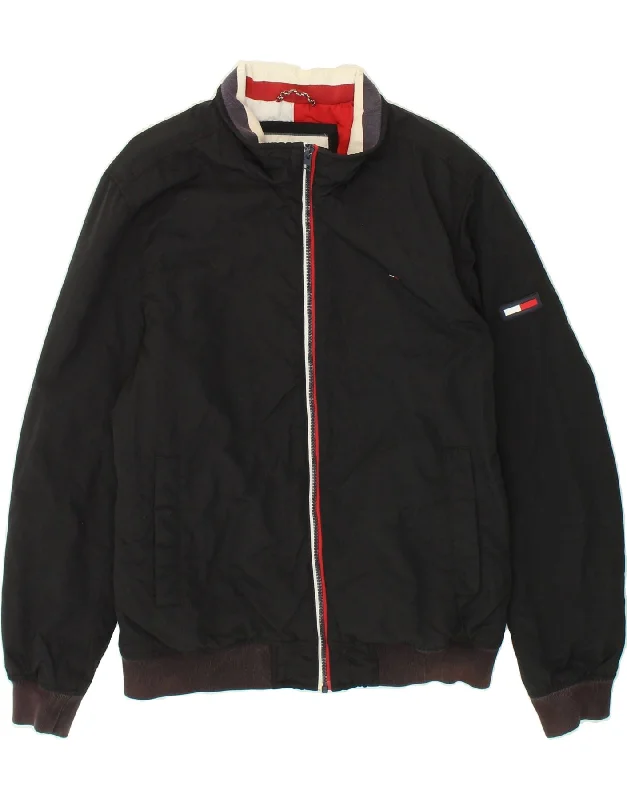 men's waterproof jackets -TOMMY HILFIGER Mens Bomber Jacket UK 38 Medium Navy Blue Polyamide