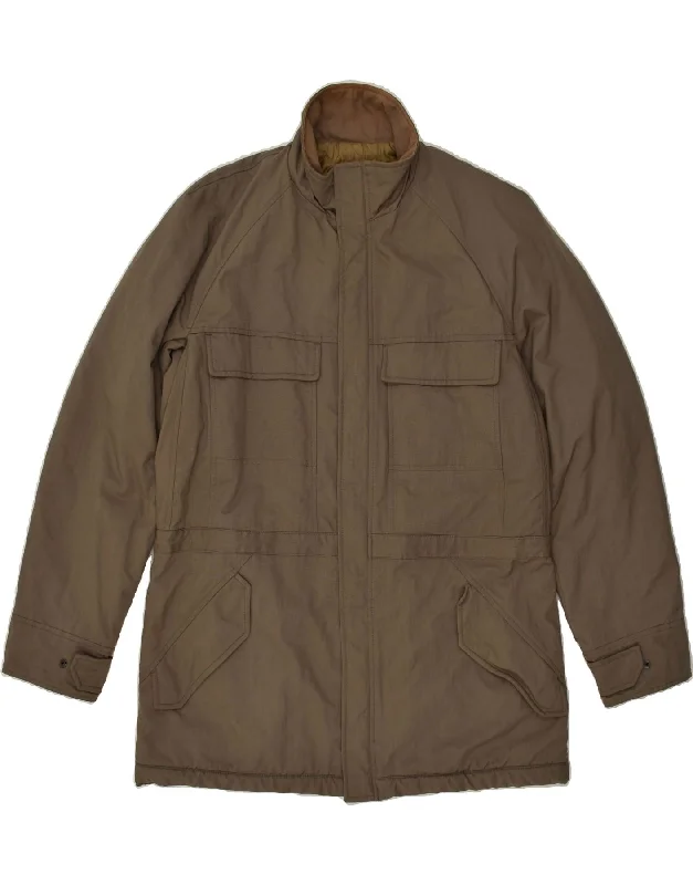 men's warm and insulated jackets -TRUSSARDI Mens Utility Jacket IT 52 XL Brown Cotton