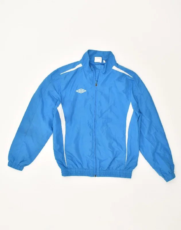 men's padded jackets -UMBRO Boys Rain Jacket 11-12 Years Blue Polyester