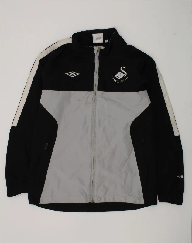 men's quilted jackets -UMBRO Boys Rain Jacket 11-12 Years Large Black Colourblock Polyester