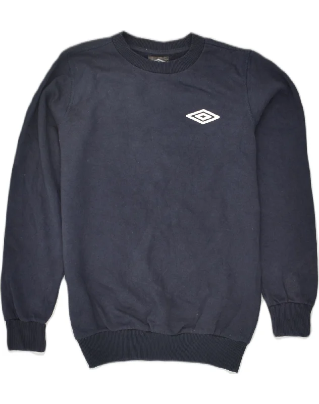 men's zip-up sweatshirts for gym -UMBRO Boys Sweatshirt Jumper 11-12 Years Navy Blue Cotton