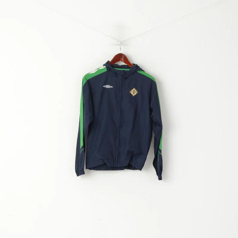 men's zip-up hooded jackets -Umbro Boys XLB 158 Jacket Navy Ireland Irish Football Association Zip Up Top