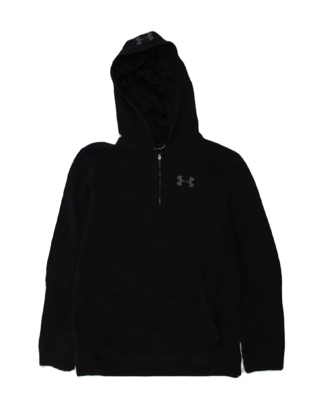 men's fleece hoodie jacket -UNDER ARMOUR Boys Zip Neck Hoodie Jumper 15-16 Years XL Navy Blue Cotton