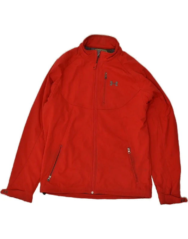 men's quilted jackets for winter -UNDER ARMOUR Mens Windbreaker Jacket UK 40 Large Red Polyester