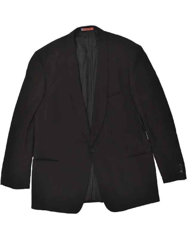 men's fashionable jackets -UNGARO Mens 1 Button Blazer Jacket IT 56 3XL Black Virgin Wool