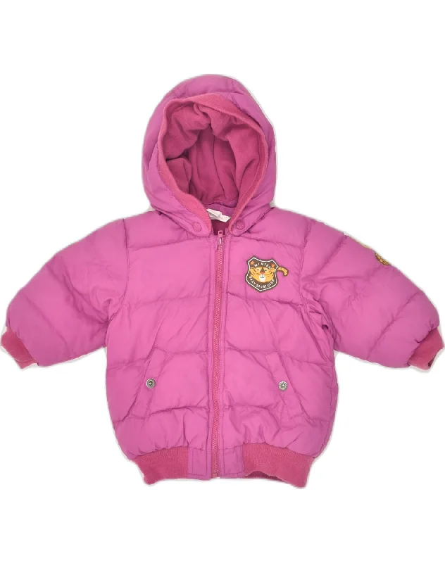 men's slim-fit jackets for work -VINTAGE Baby Girls Hooded Parka Jacket 12-18 Months Pink Polyester