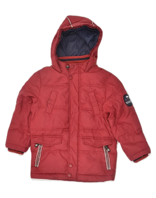 men's everyday jackets -VINTAGE Boys Hooded Padded Jacket 3-4 Years Red