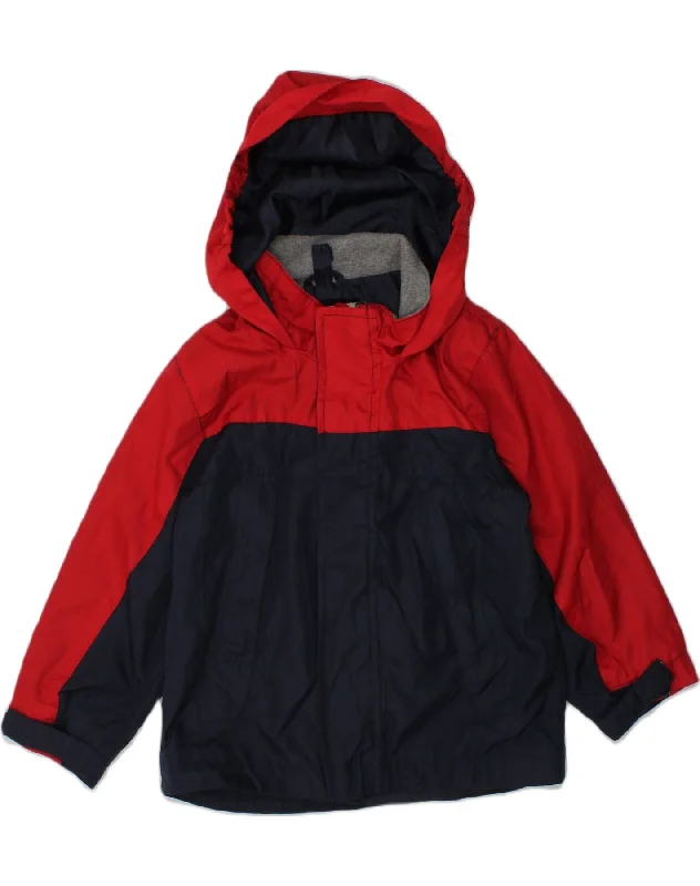 men's padded jackets -VINTAGE Boys Hooded Windbreaker Jacket 3-4 Years Navy Blue Colourblock