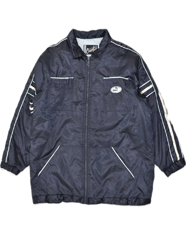 men's winter jackets -VINTAGE Boys Rain Jacket 15-16 Years Navy Blue Polyester