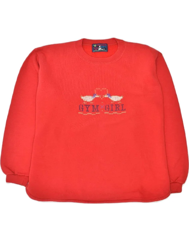 men's colorful hoodies -VINTAGE Girls Graphic Sweatshirt Jumper 13-14 Years Red Cotton