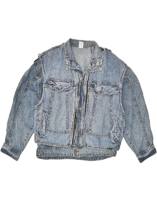 men's jacket for autumn wear -VINTAGE Mens Denim Jacket UK 40 Large Blue Cotton