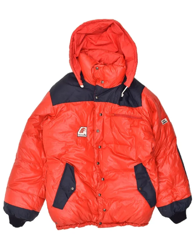 men's custom jackets -VINTAGE Mens Hooded Padded Jacket UK 42 XL Red Colourblock Polyamide