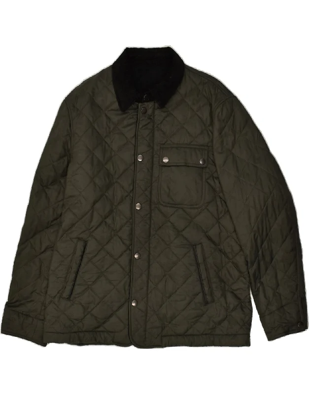 men's zip-up jackets -VINTAGE Mens Quilted Jacket UK 40 Large Khaki