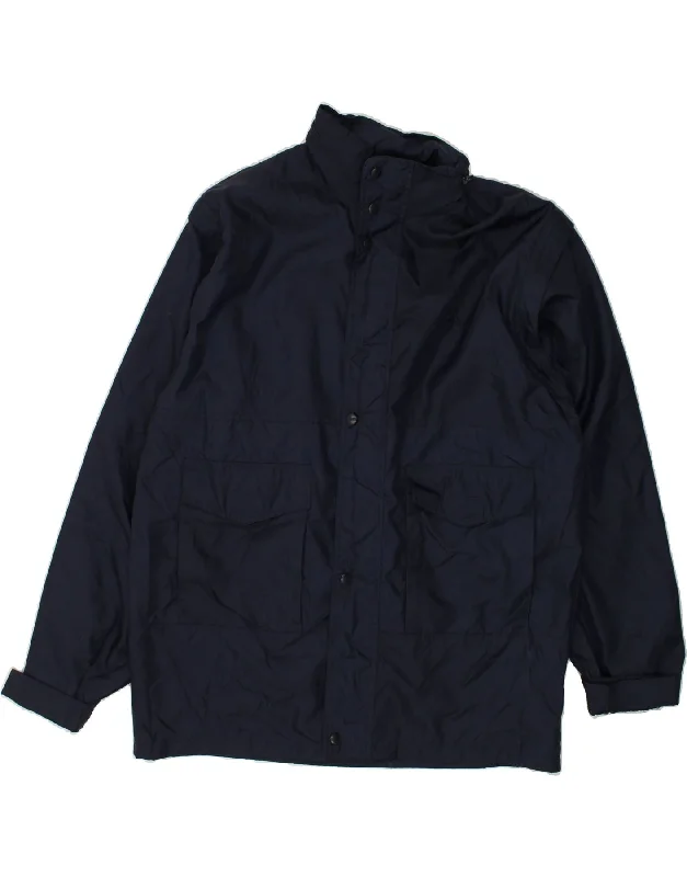 men's thick warm jackets -VINTAGE Mens Rain Jacket UK 42 XL Navy Blue Polyamide