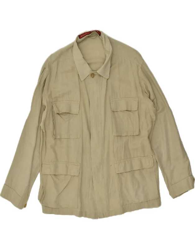 men's fashionable outer jackets -VINTAGE Mens Utility Jacket UK 42 XL Beige